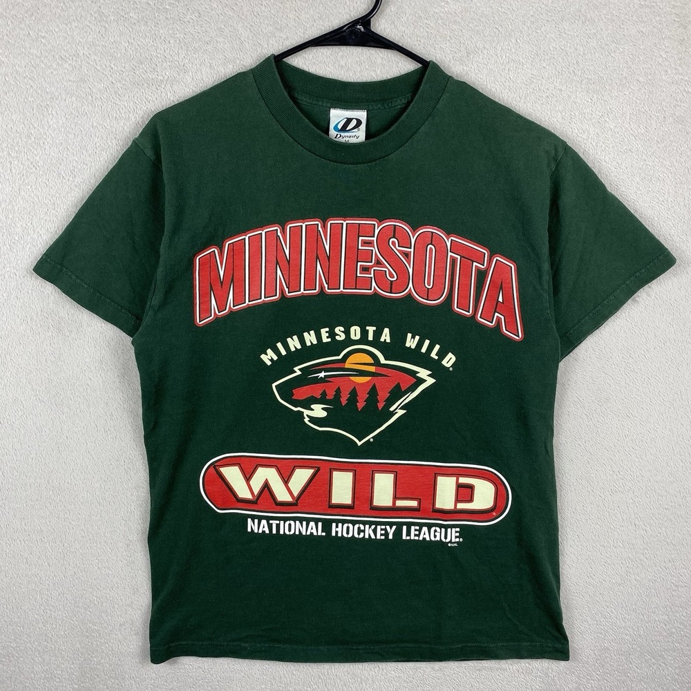 Vintage Minnesota Wild Graphic T-Shirt Men's M Green 90s NHL Hockey Dynasty